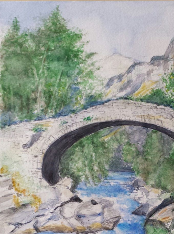 Vecchio Ponte TI 2017 acquerello 24 x 32 cm venduto