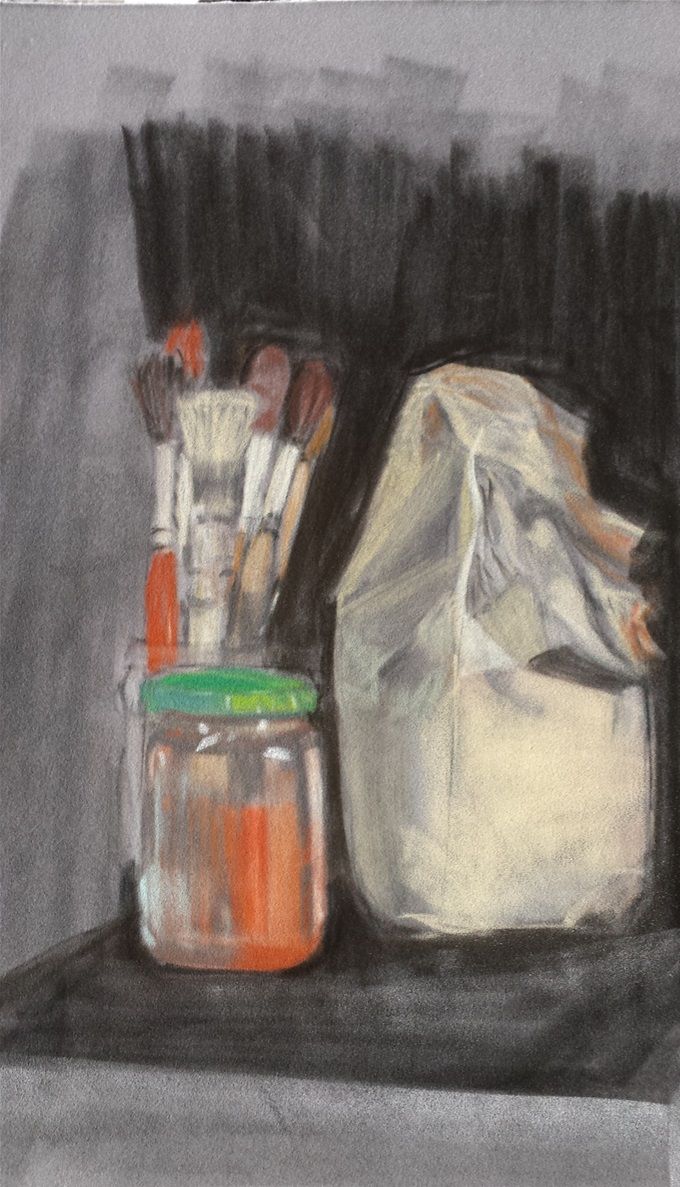 pennelli  sachetto vasetti  2015  pastello   23,5 x 34,7 cm