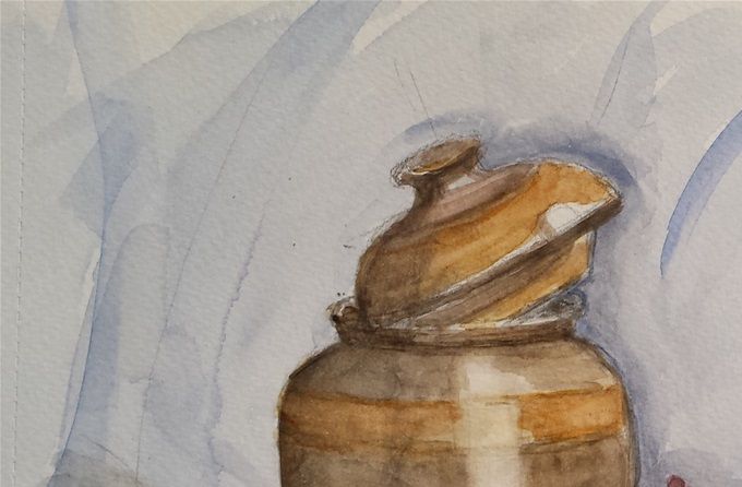 vaso cipolle aglio 2015 acquerello 28,5 x 21 cm