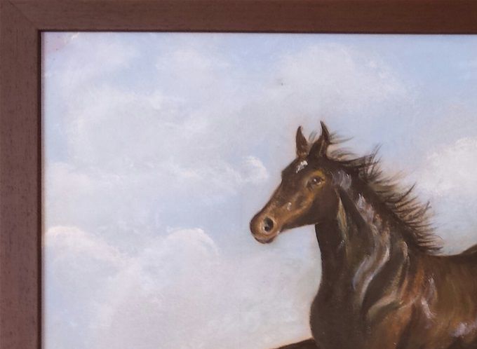 Felice sul prato 2016 Olio su cartone 64 x 49cm