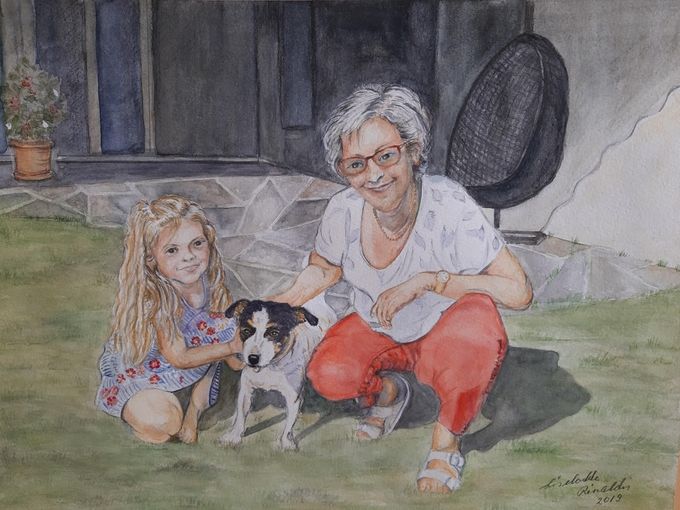 Acquerello 2019 40 x30cm il piccolo amore in mezzo venduto.