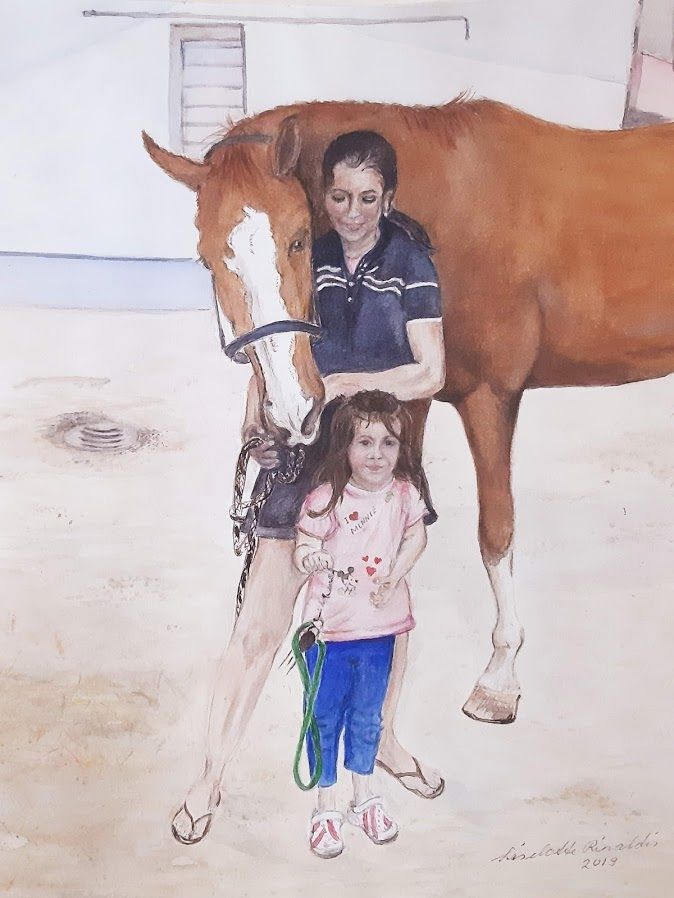 Acquerello 2019 30 x 40cm  amici del cavallo. venduto